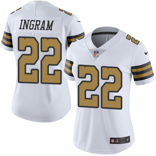 Women's Limited Mark Ingram Nike Jersey White - #22 Rush NFL New Orleans Saints